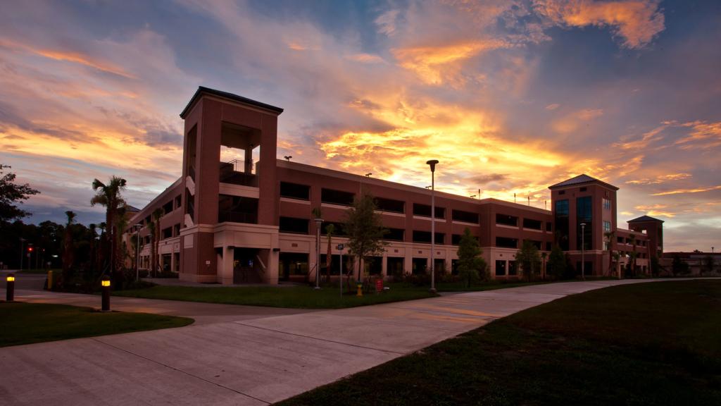 Sunset photo of UCF Parking Garage